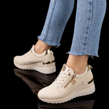 Pantofi sport dama cu platforma bej MOD09601, 3, modlet.ro