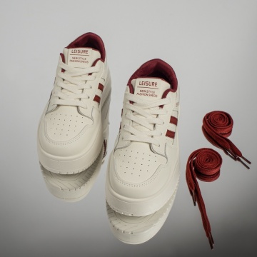 Pantofi sport dama cu siret bej cu visiniu MOD12998, 4, modlet.ro