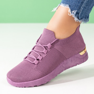Pantofi sport dama cu siret mov MOD08521, 3, modlet.ro