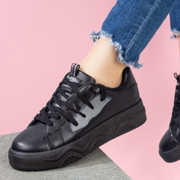 Pantofi sport dama cu siret negri MOD07946, 3, modlet.ro