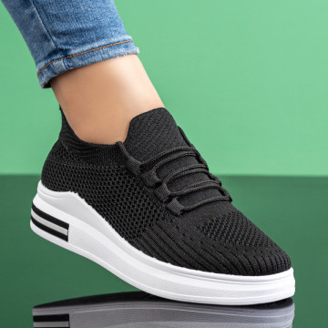 Pantofi sport dama cu siret negri MOD08700, 4, modlet.ro