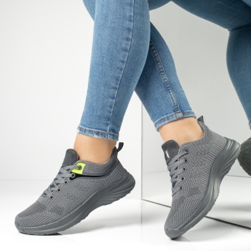 Pantofi sport dama cu siret si talpa groasa gri MOD13220, 2, modlet.ro
