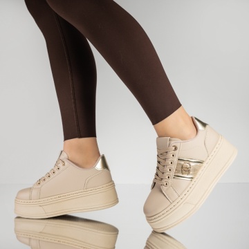 Pantofi sport dama cu talpa groasa bej MOD14213