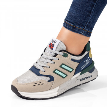 Pantofi sport dama gri cu verde MOD09813, 2, modlet.ro