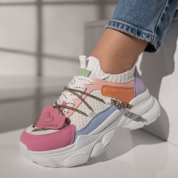 Pantofi sport dama multicolori cu siret si talpa groasa MOD11870, 2, modlet.ro