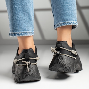 Pantofi sport dama negri cu aplicatii MOD11872, 2, modlet.ro