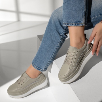 Pantofi sport dama verzi din Piele naturala MOD12973, 4, modlet.ro