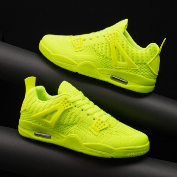 Pantofi sport din material textil verzi neon MOD09837, 3, modlet.ro