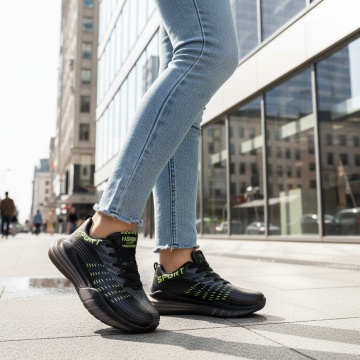 Pantofi sport negru cu verde unisex cu siret MOD06743, 3, modlet.ro