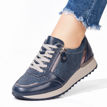 Pantofi sport perforati dama albastri MOD08332, 3, modlet.ro