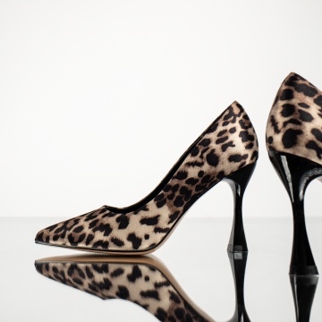 Pantofi Stiletto dama cu imprimeu bej din satin MOD13839, 3, modlet.ro