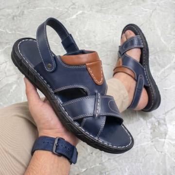 Papuci casual barbati albastri din Piele naturala RADU1