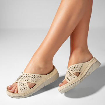 Papuci casual cu platforma dama bej MOD11340, 4, modlet.ro