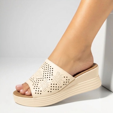 Papuci casual dama cu platforma bej ZOE19