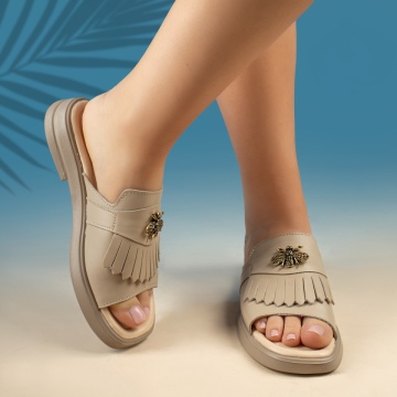 Papuci casual dama cu talpa joasa bej din Piele naturala MOD13739, 2, modlet.ro