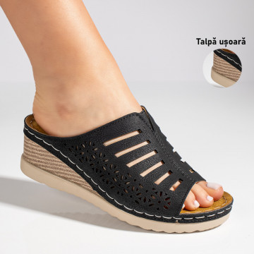 Papuci dama cu platforma negri MOD09242, 3, modlet.ro