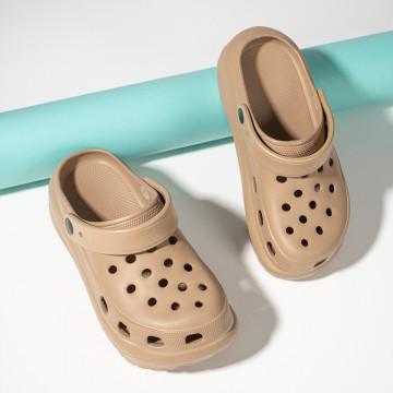 Papuci dama cu talpa groasa tip crocsi khaki MOD11493, 2, modlet.ro