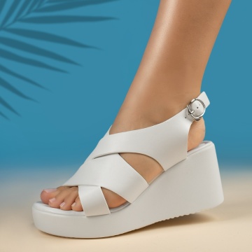 Sandale dama cu platforma albe MOD13883, 1, modlet.ro