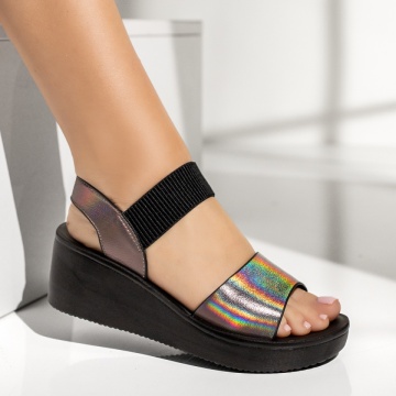 Sandale dama cu platforma gri cu reflexii MIA2, 3, modlet.ro