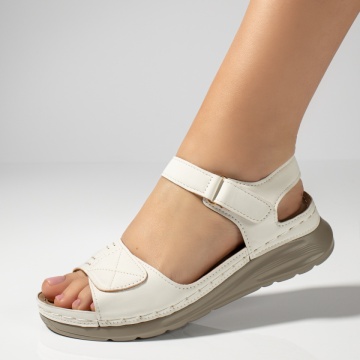 Sandale dama cu platforma si inchidere cu scai albe MOD13389, 3, modlet.ro