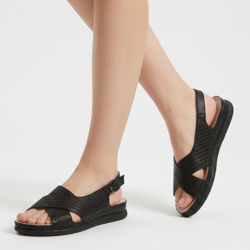 Sandale dama cu platforma si perfororatii negre IRIS4