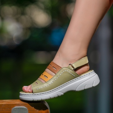 Sandale dama cu platforma si scai verzi din Piele naturala MOD13632, 2, modlet.ro