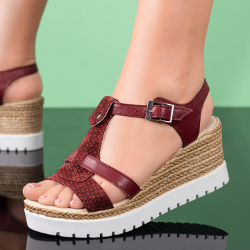 Sandale dama cu platforma visinii din Piele naturala MOD08906, 2, modlet.ro