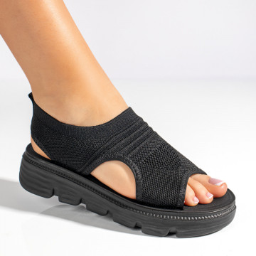 Sandale dama cu talpa groasa si perforatii negre MOD11372, 4, modlet.ro