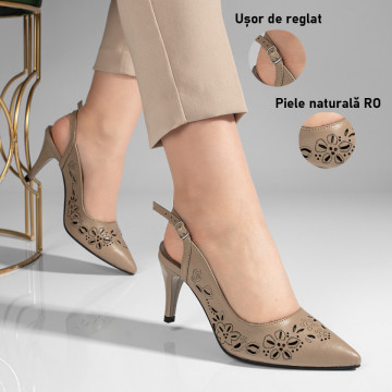 Sandale dama cu toc gri din Piele Naturala MOD11305, 3, modlet.ro