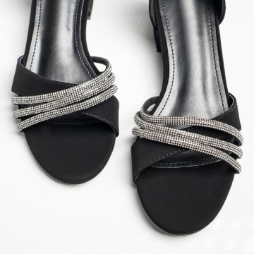 Sandale dama cu toc mic si strasuri negre suede MOD11717, 4, modlet.ro