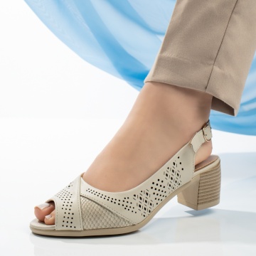 Sandale dama cu toc si bareta bej MOD13341, 4, modlet.ro