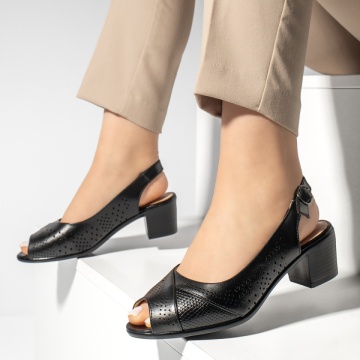 Sandale dama cu toc si bareta negre MOD13341, 4, modlet.ro