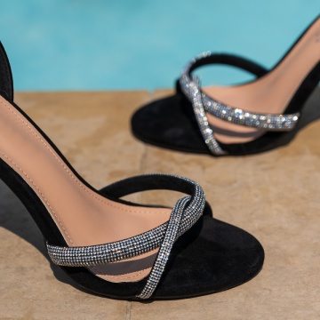 Sandale dama cu toc si pietre aplicate negru suede MOD09234, 4, modlet.ro