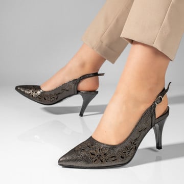 Sandale dama negre cu toc din Piele Naturala MOD11305, 1, modlet.ro
