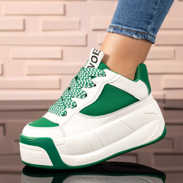 Sneakers dama verzi cu talpa groasa MOD10067, 1, modlet.ro