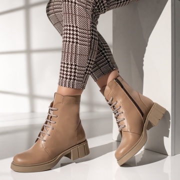 Bocanci dama cu siret nude MOD12426, 2, modlet.ro