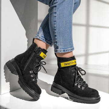 Bocanci dama cu talpa groasa si fermoar negru suede MOD02027, 3, modlet.ro