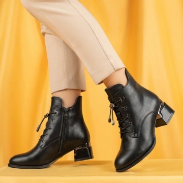 Botine dama cu toc gros negre FLORINA4