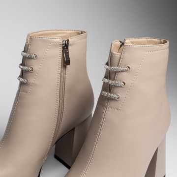 Botine dama cu toc gros si strasuri nude MOD12380, 5, modlet.ro