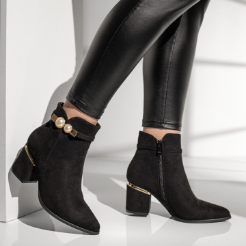 Botine dama negre cu toc gros MOD12909, 4, modlet.ro