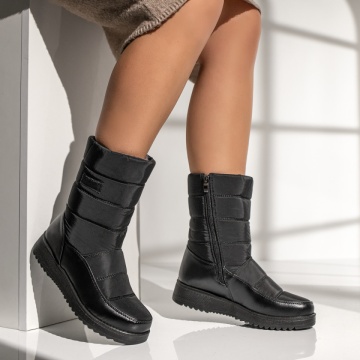 Cizme dama cu fermoar din fas negre MOD12254, 4, modlet.ro