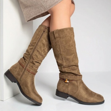 Cizme dama cu fermoar khaki suede din Piele naturala FLORINA12, 3, modlet.ro