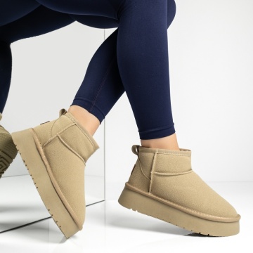 Cizme dama cu talpa groasa tip oog bej suede MOD14172, 3, modlet.ro