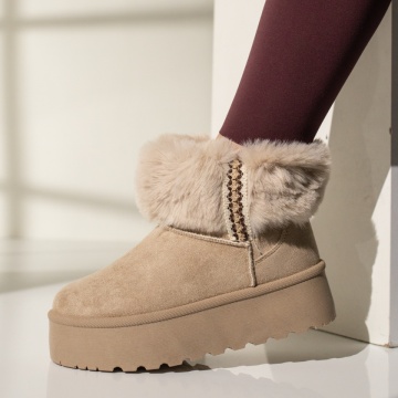 Cizme dama cu talpa groasa tip UG bej suede MOD12836, 2, modlet.ro