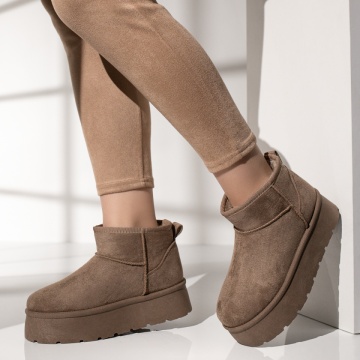 Cizme dama scurt tip UG khaki suede ZEF12746, 2, zeforia.ro