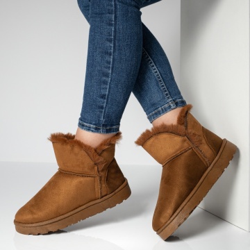 Cizme dama scurte cu blanita maro suede MOD07101, 2, modlet.ro