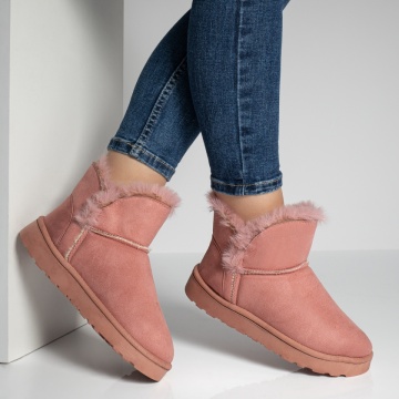 Cizme dama scurte cu blanita roz suede MOD07101, 4, modlet.ro