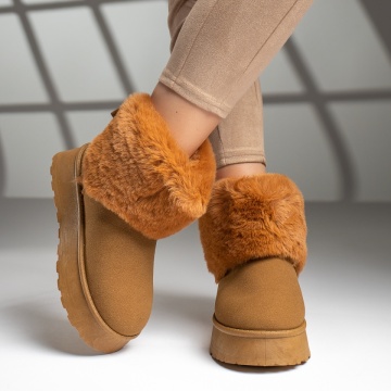 Cizme scurte dama tip UG maro suede MOD12593, 2, modlet.ro