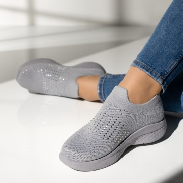 Espadrile sport dama, Espadrile dama cu strasuri gri MOD14209, modlet.ro