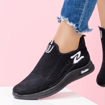 Espadrile dama sport din material textil negri cu alb MOD08072, 3, modlet.ro